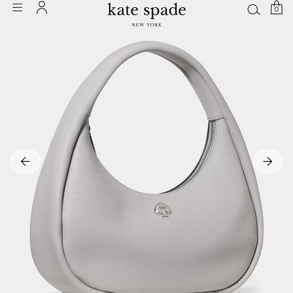 Kate Spade Light Gray Hobo Bag. Kayla Crescent Shoulder Bag
